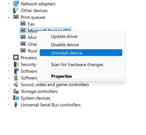 Select "Uninstall device"