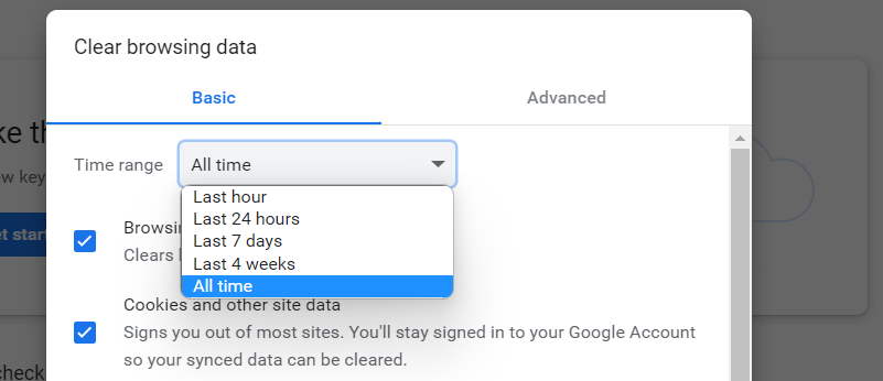 Clearing Cache in Chrome