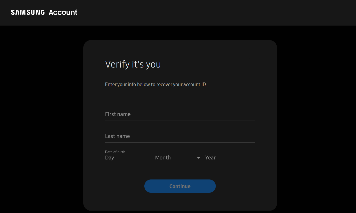 Retrieving your Samsung ID using a web browser