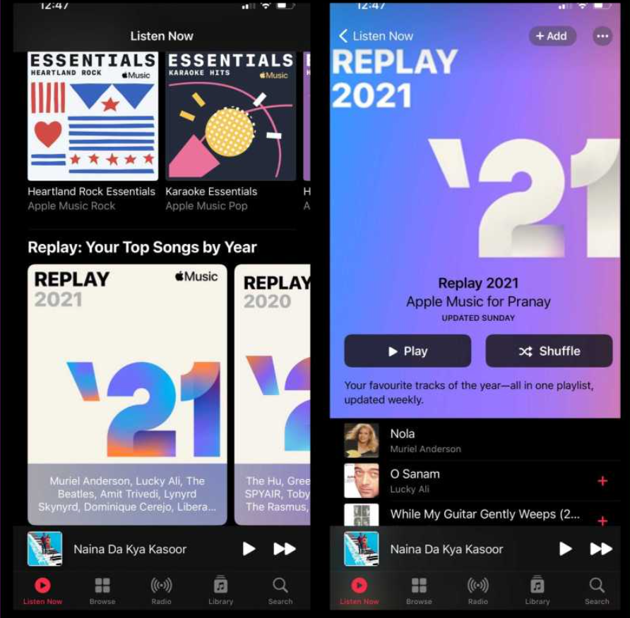 Apple Music Replay Playlists in the Mobile App