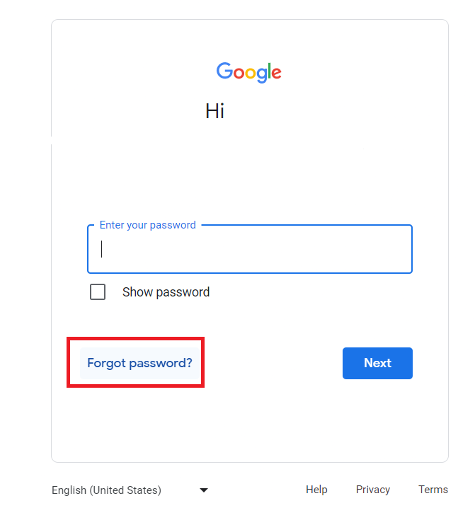 Reset Your Gmail Password