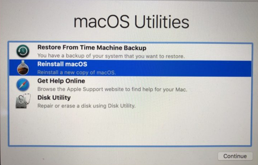 Erase the storage device and reinstall macOS