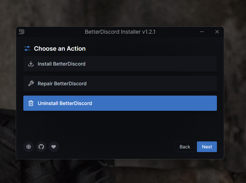 Uninstall BetterDiscord