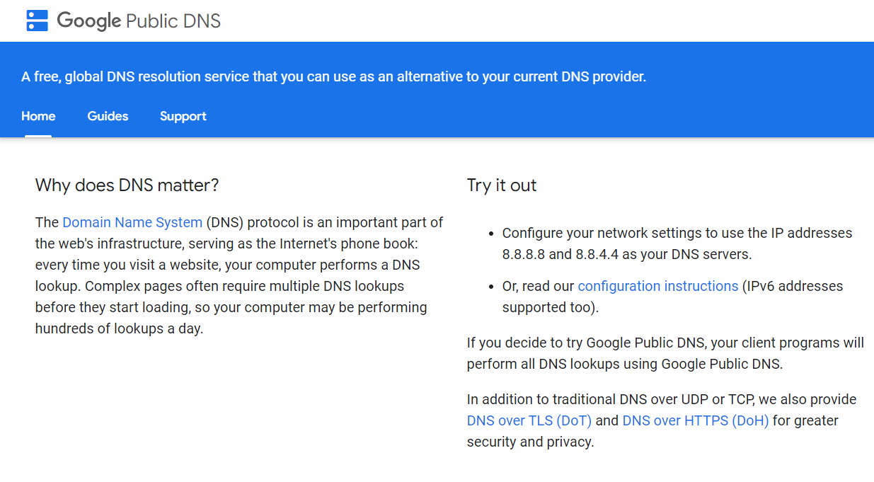 Google DNS server