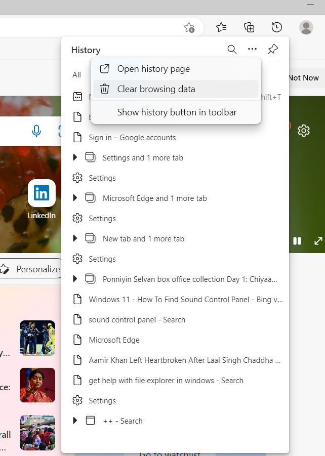 clear your browsing history on Microsoft Edge