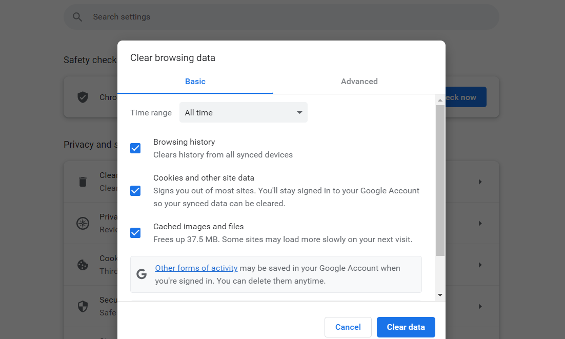 clear your browsing history on Chrome