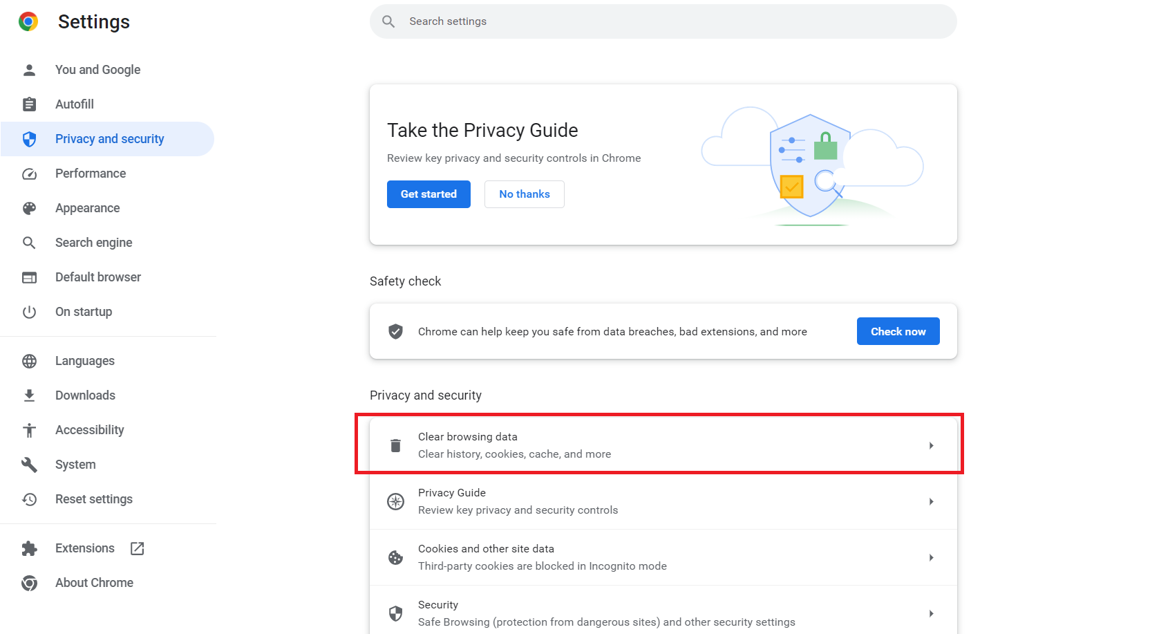 Clearing Cache in Chrome