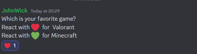 poll on Discord using Emoji reactions