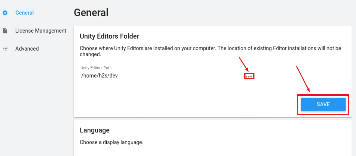 Set Unity Editors Folder on Linux