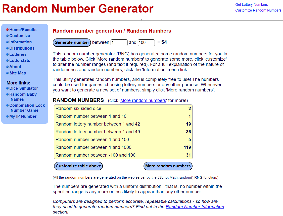 Random Number Generator