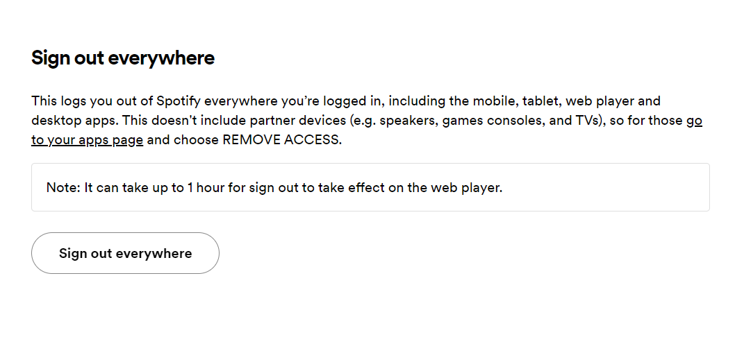 sign out everywhere on spotify web